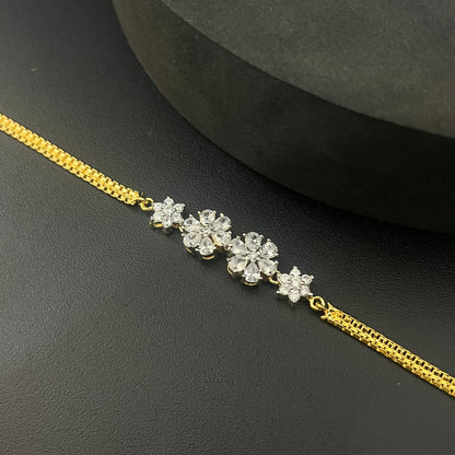 Silver Ladies Bracelet Gold Finished Petal