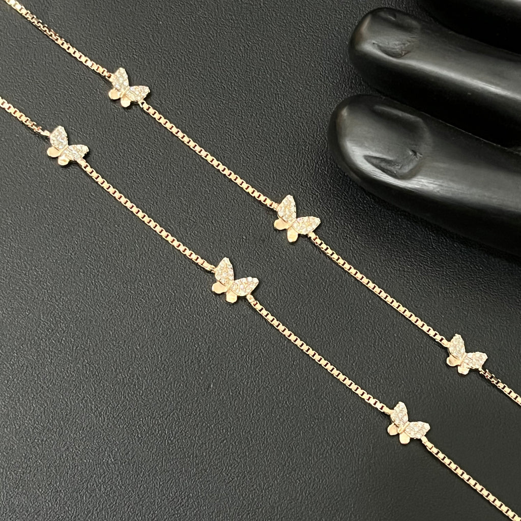 Silver Ladies Anklet Butterfly AD2 Rosegold 925
