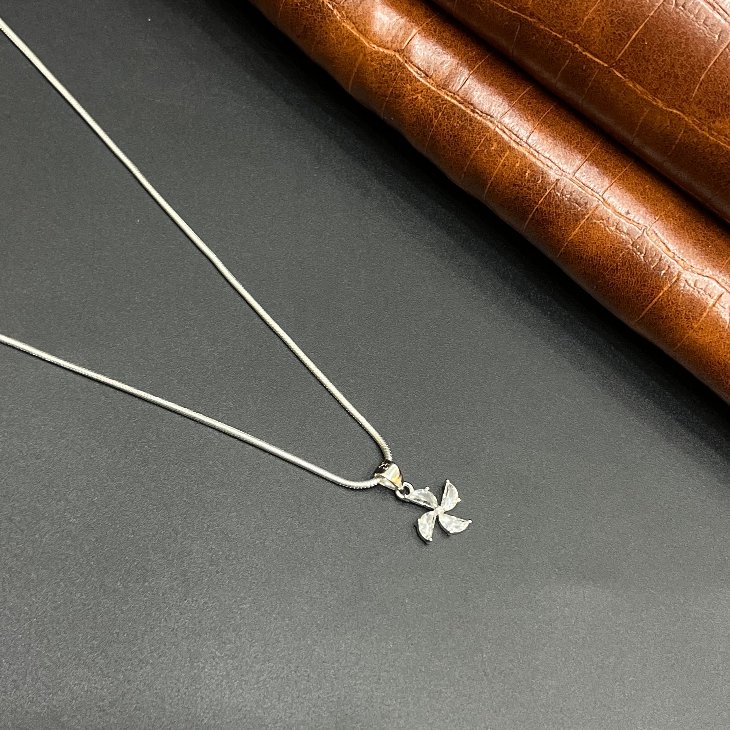 Silver Ladies Pendant Dainty Flower Sparkle 925