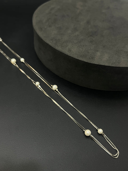 Ladies Silver Chain Muthu Pearl