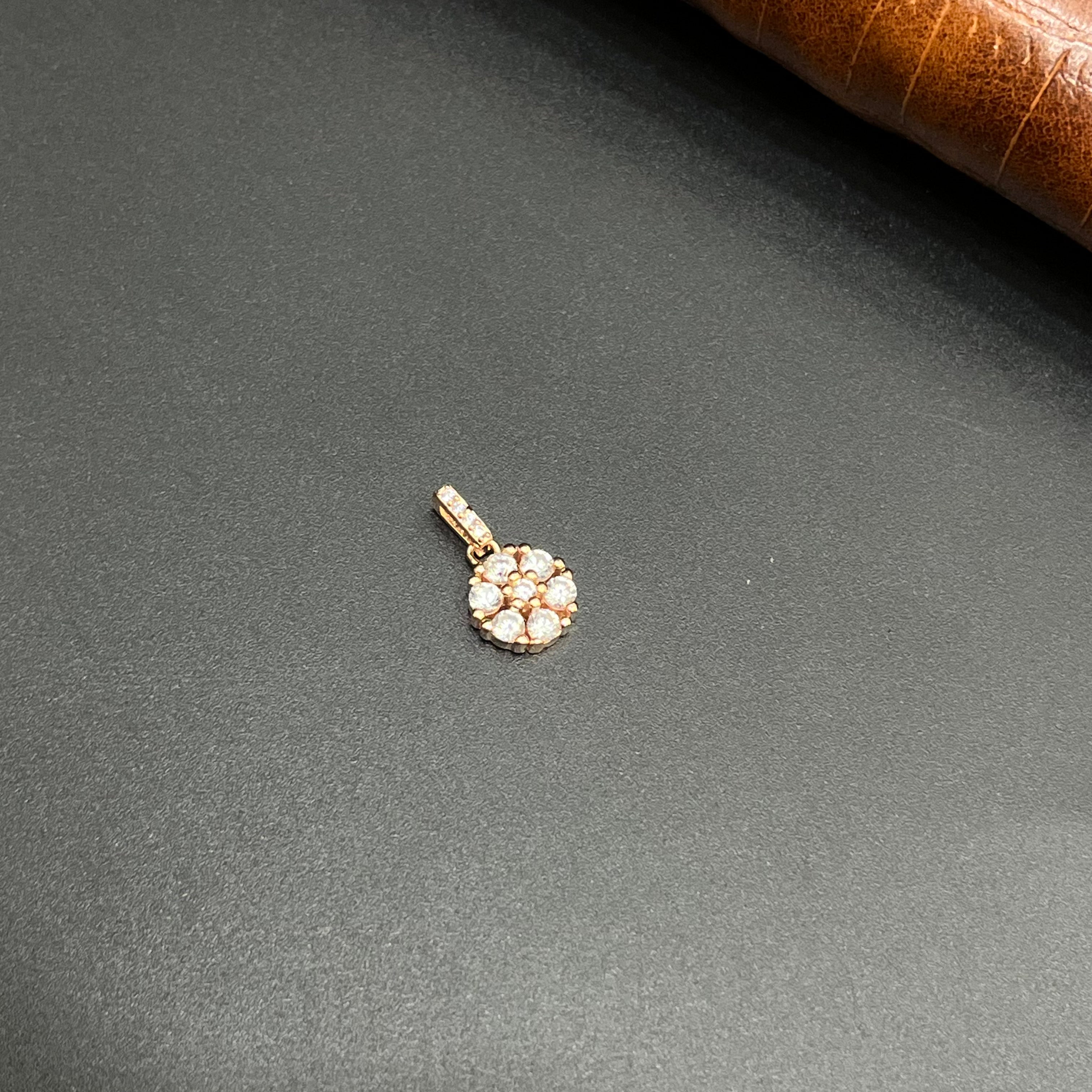 Silver Ladies Pendant Crystal Flower Cluster Rose Gold M02 925