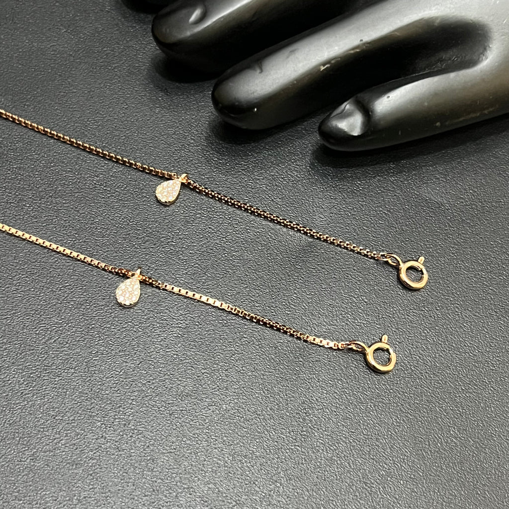 Silver Ladies Anklet Luna Drop Rose Gold M01 925