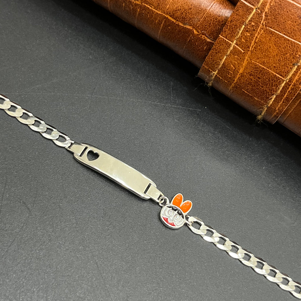 Silver Customised Kids Bracelet Cute Doll Face 925
