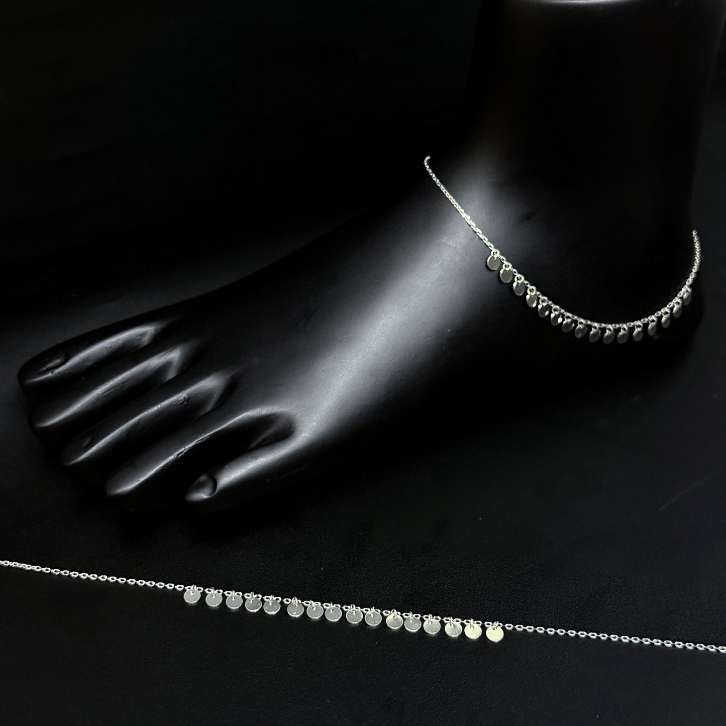 Silver Ladies Anklet Centre Charms SS