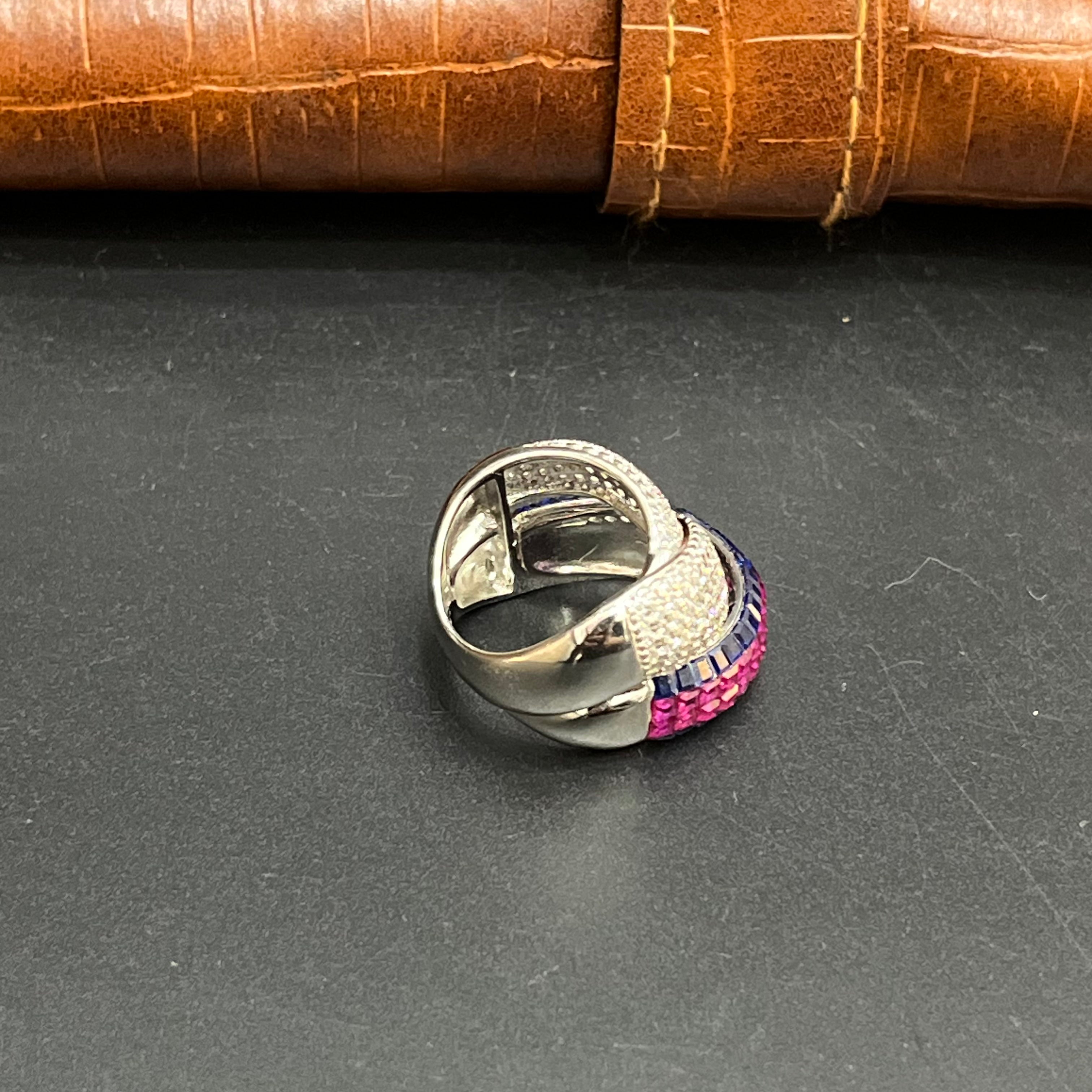 Silver Ladies Ring Premium Multi Stone Statement 925