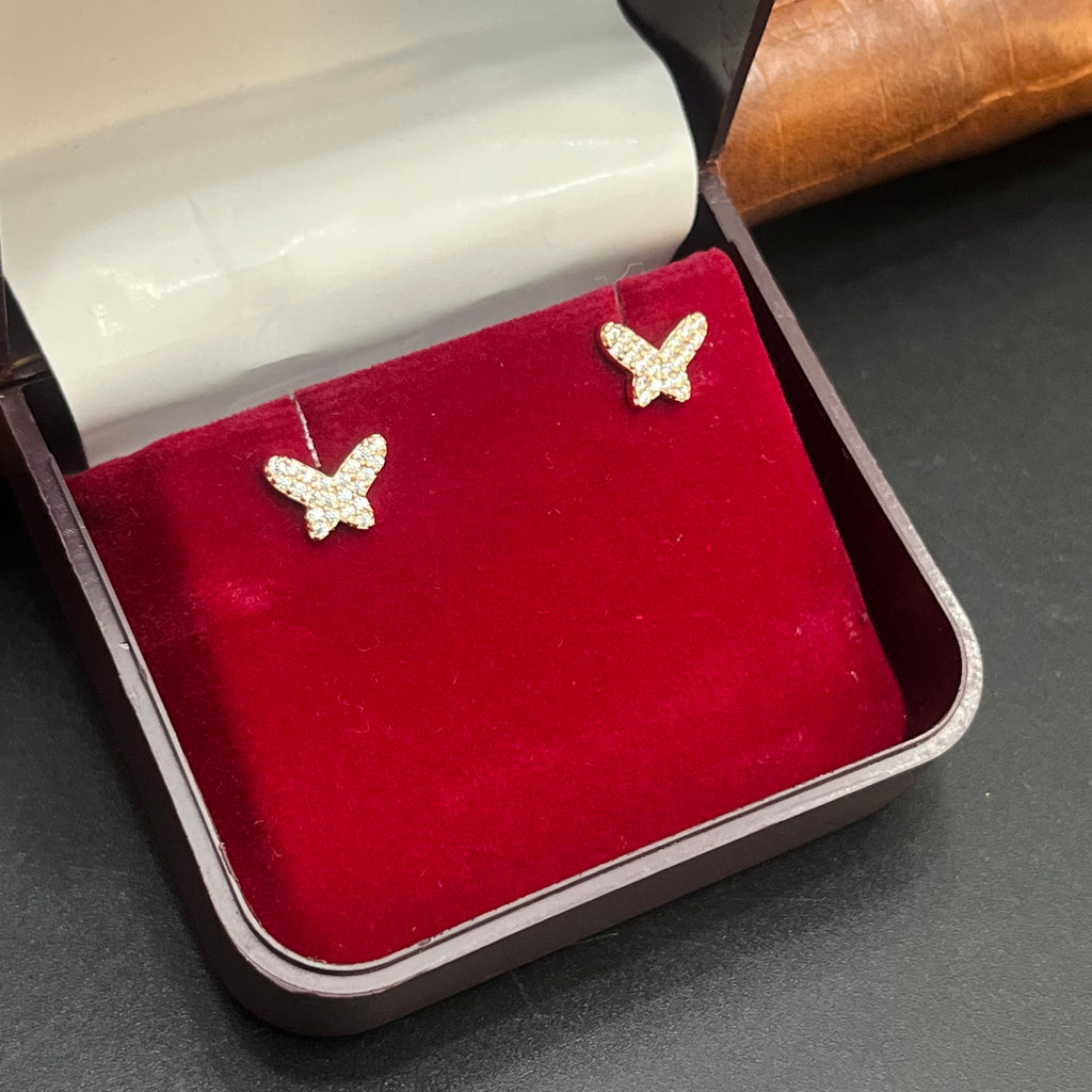 Silver Ladies Second Stud Butterfly Charms Rose Gold 925