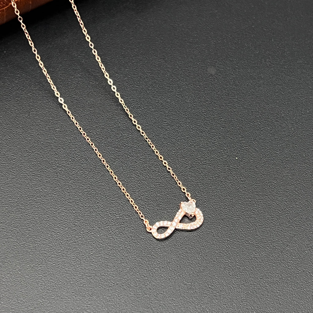 Silver Ladies Pendant Chain Infinity Rosegold Heart