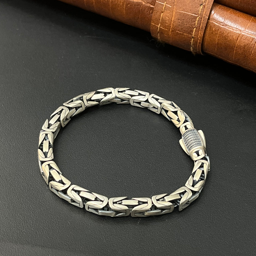 Silver Mens Bracelet Snake M1 Oxidised 925