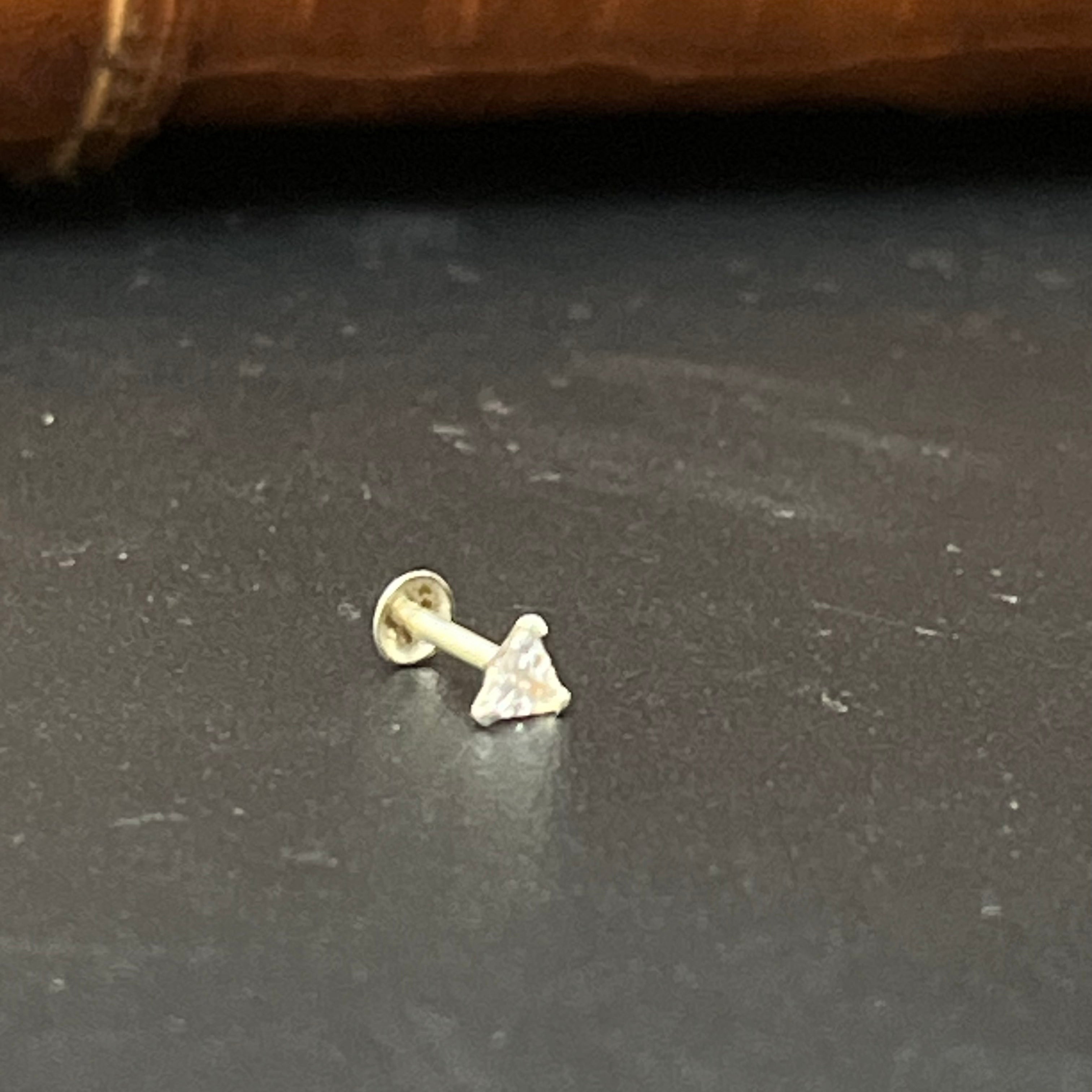 Silver Mens Triangle Stone Single Ear Stud 925