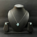 Silver Ladies Pendant Chain Leaf Blue