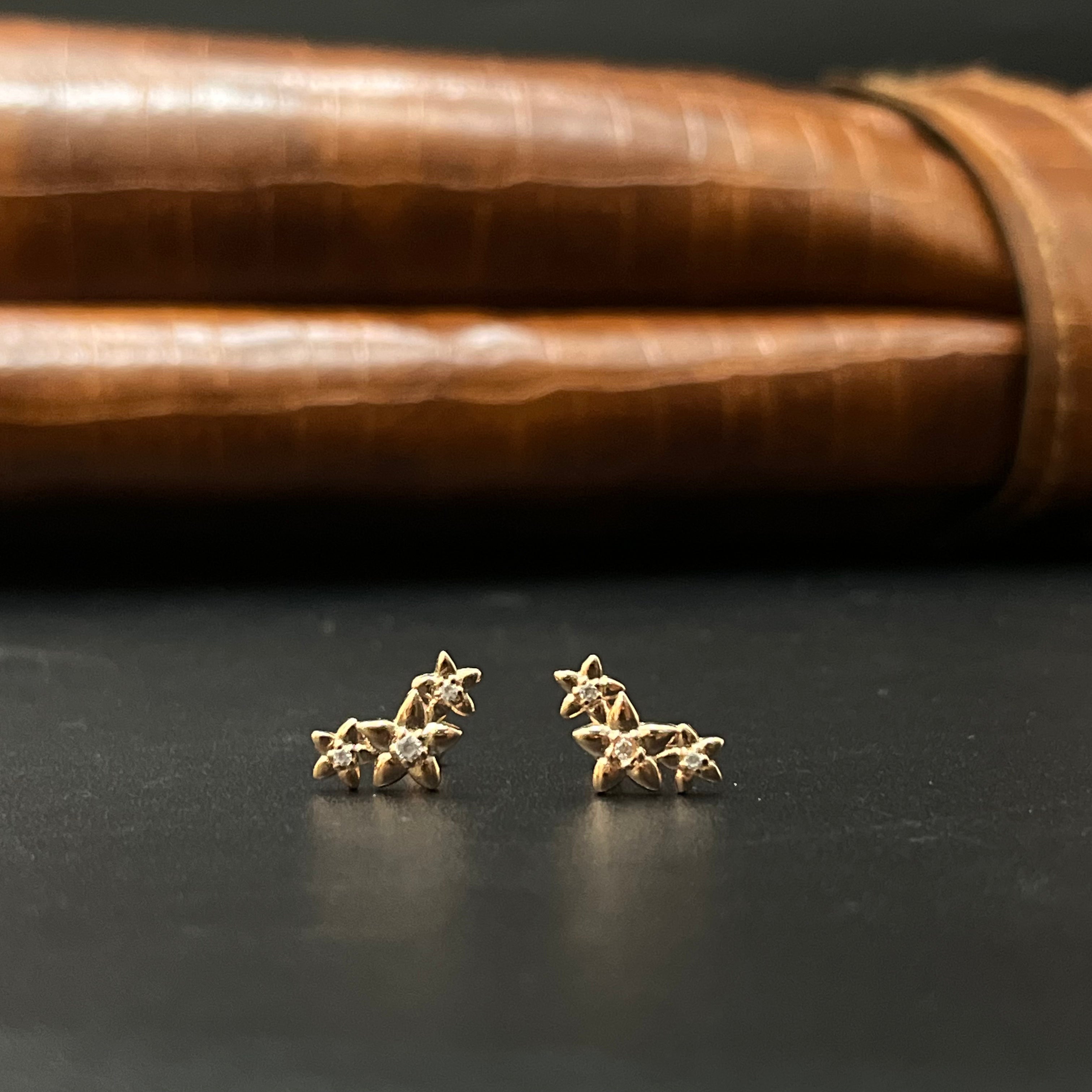 Silver Second Studs Three Star Rosegold