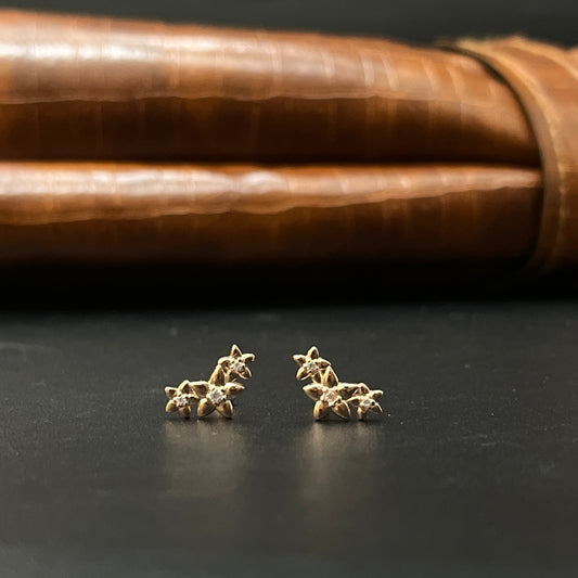 Silver Second Studs Three Star Rosegold