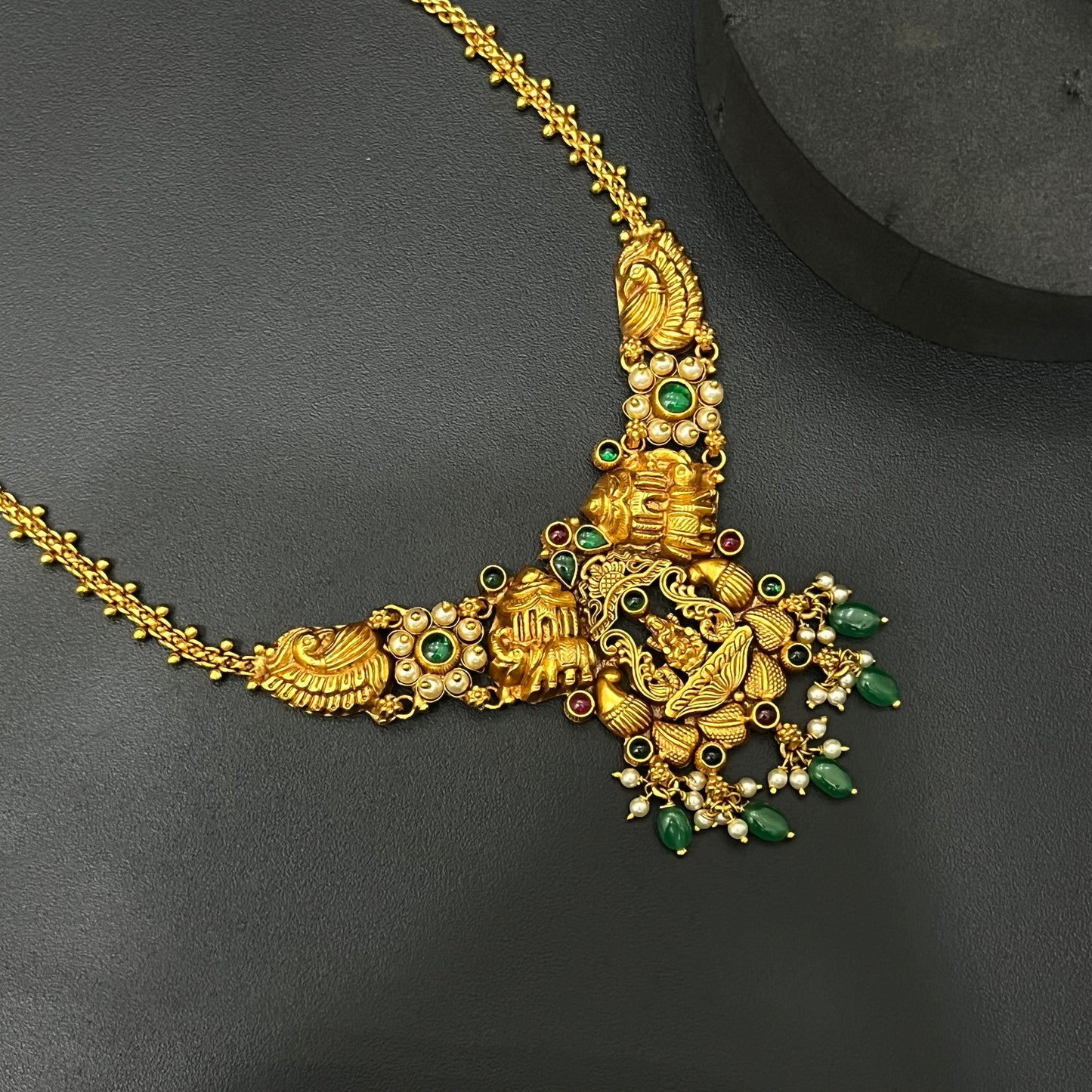 Silver Antique Finished Lakshmi Necklace Silver Gold Polish Finished