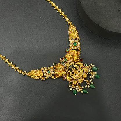 Silver Antique Finished Lakshmi Necklace Silver Gold Polish Finished
