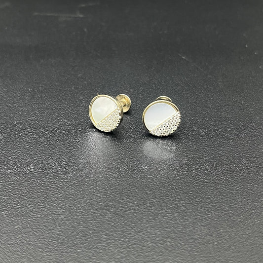 Silver Stud White Stone Circle Design