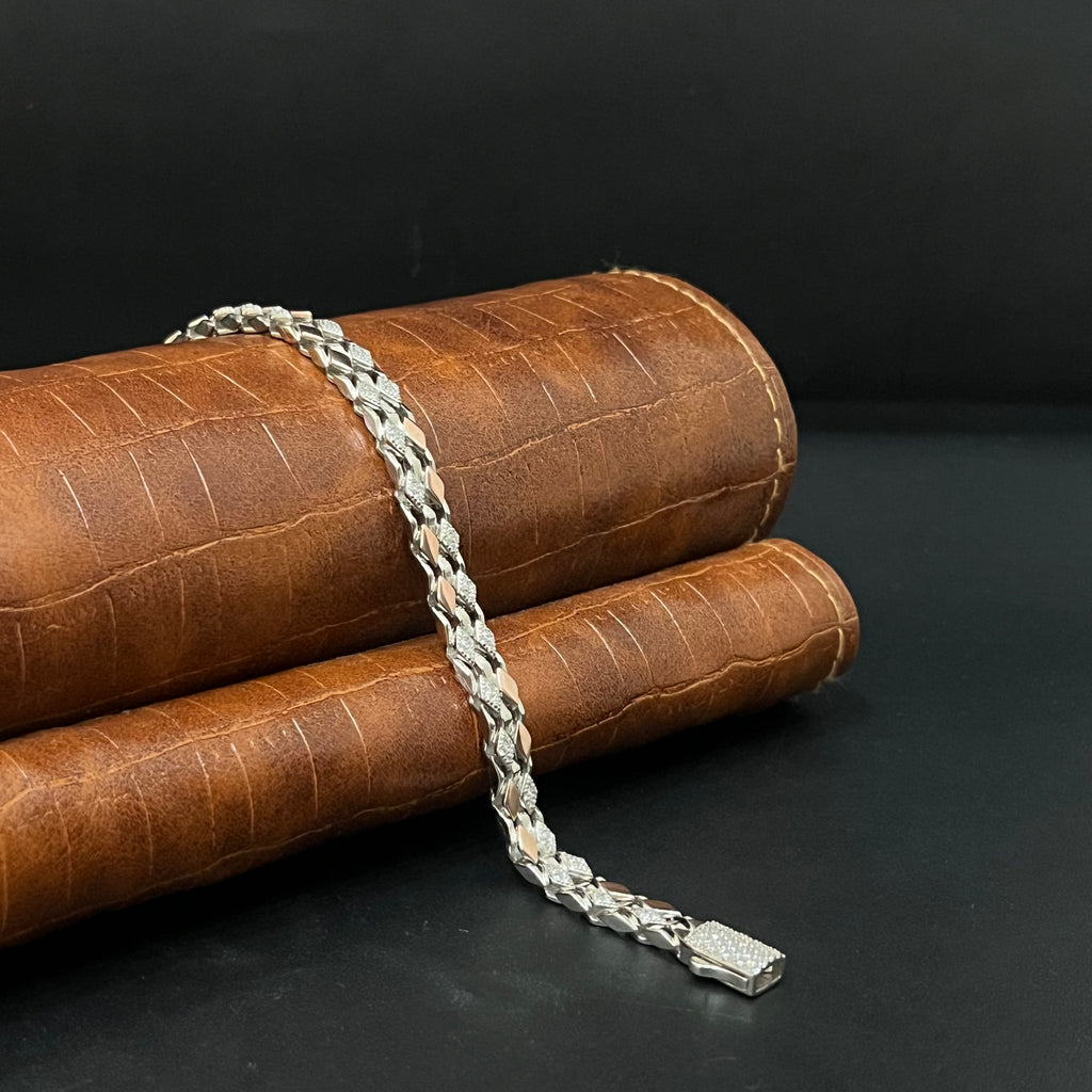 Silver Mens Bracelet Kathli Broad Dual Tone 925