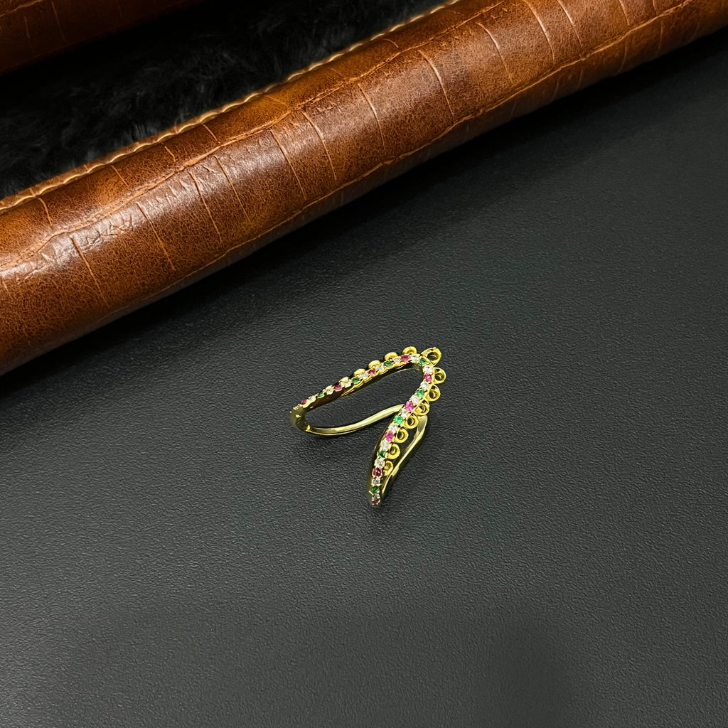 Silver Vanki Ring Gold Finished Multi Colour