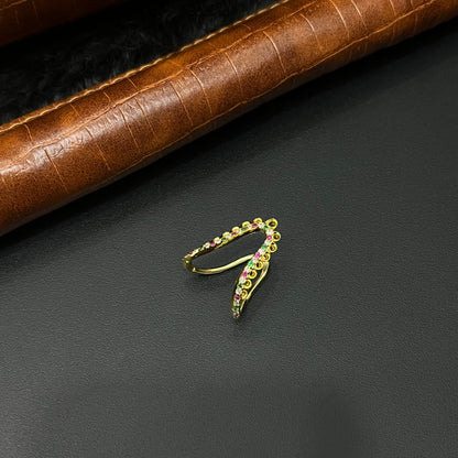 Silver Vanki Ring Gold Finished Multi Colour