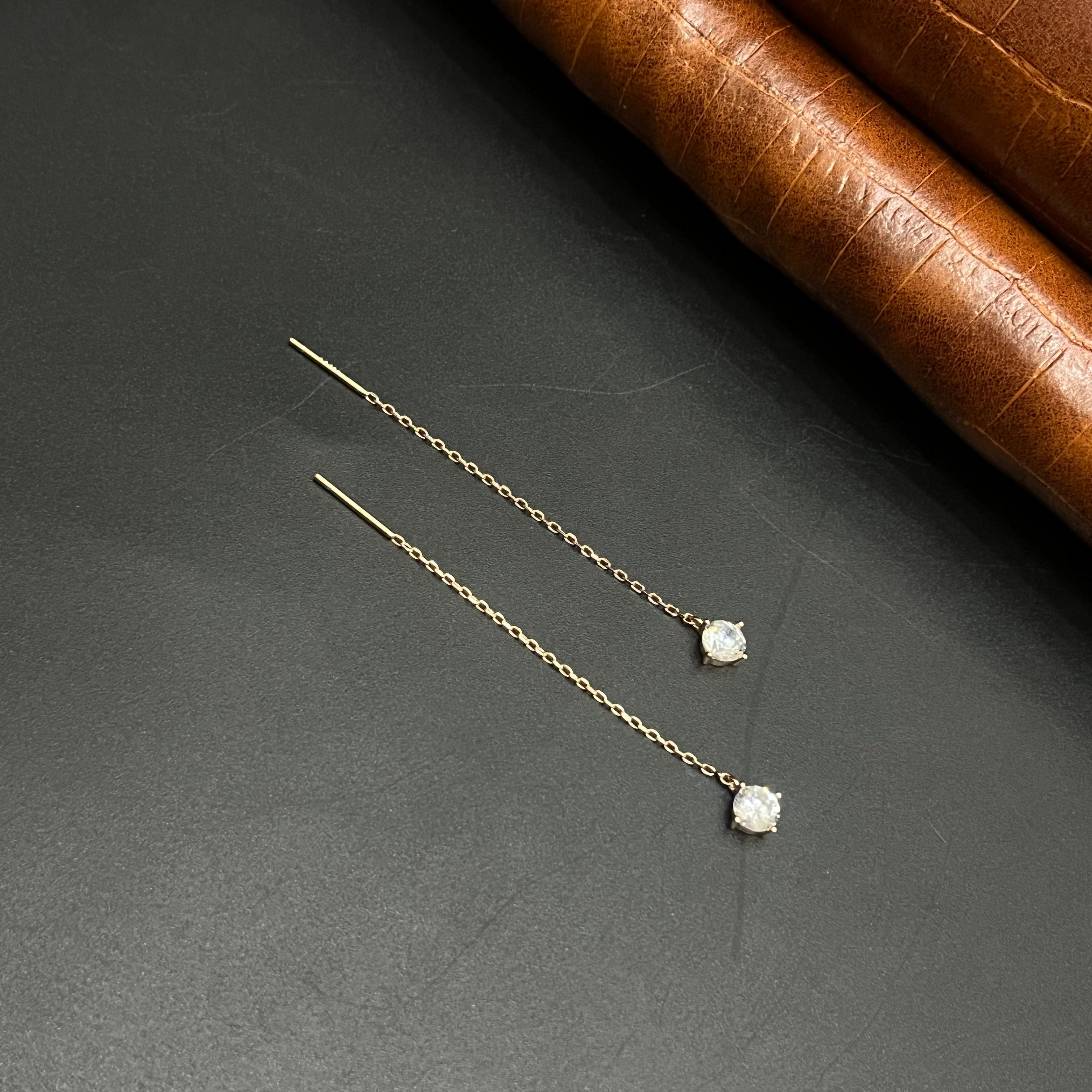 Silver Ladies Sui Daga Stud Hanging Solitare Disc Rose Gold 925