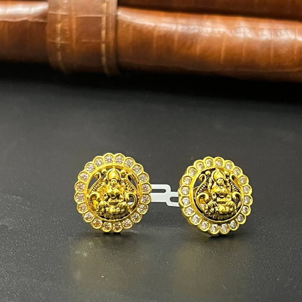 Silver Stud Round lakshmi  Antique Gold Finsihed 925 1