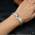 Silver Jaguar Mens Cuban Bracelet 925
