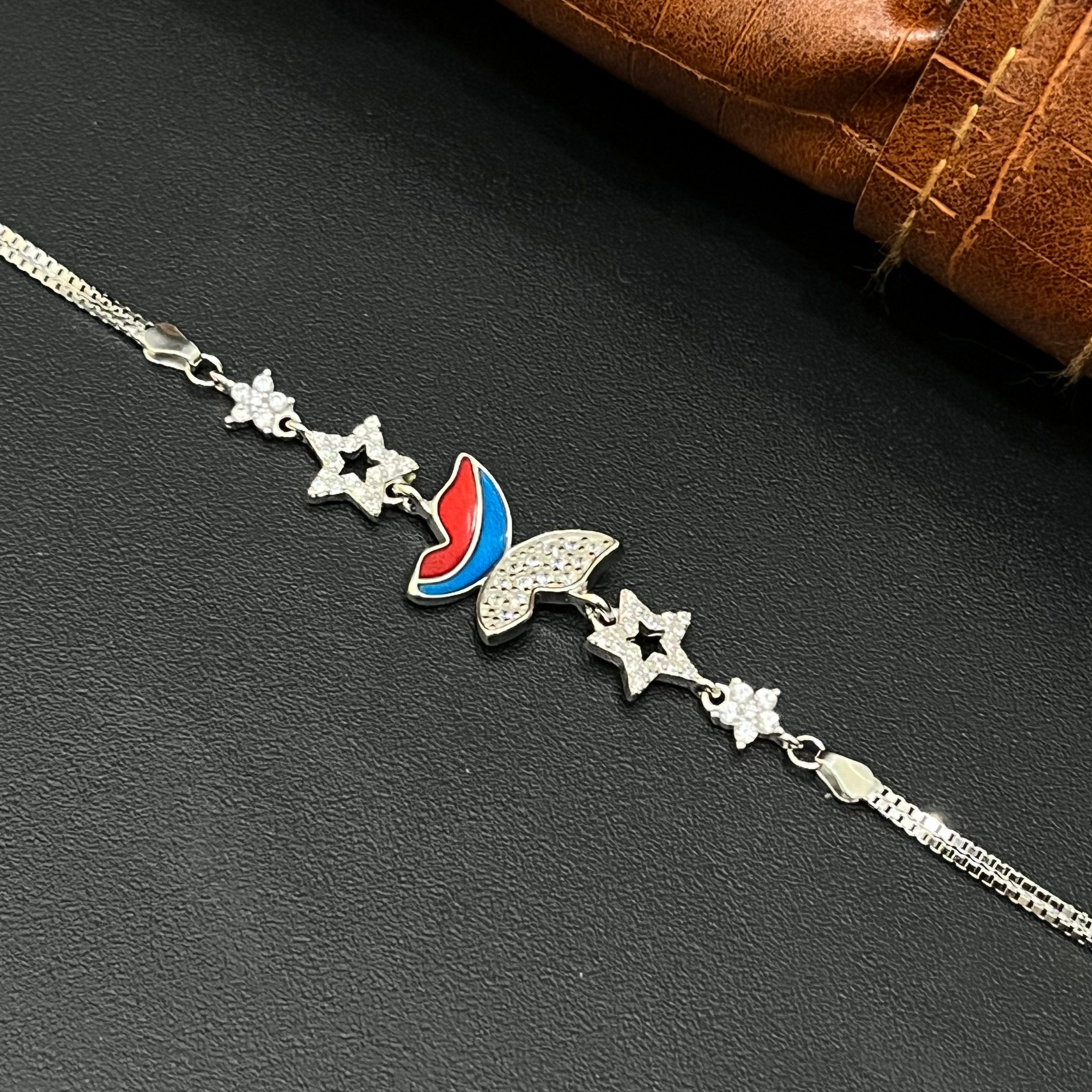 Silver Ladies Bracelet Epoxy Butterfly 925 E06