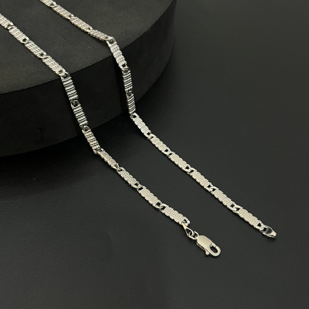 Silver Mens Chain Italian Slash Silver Cut 925