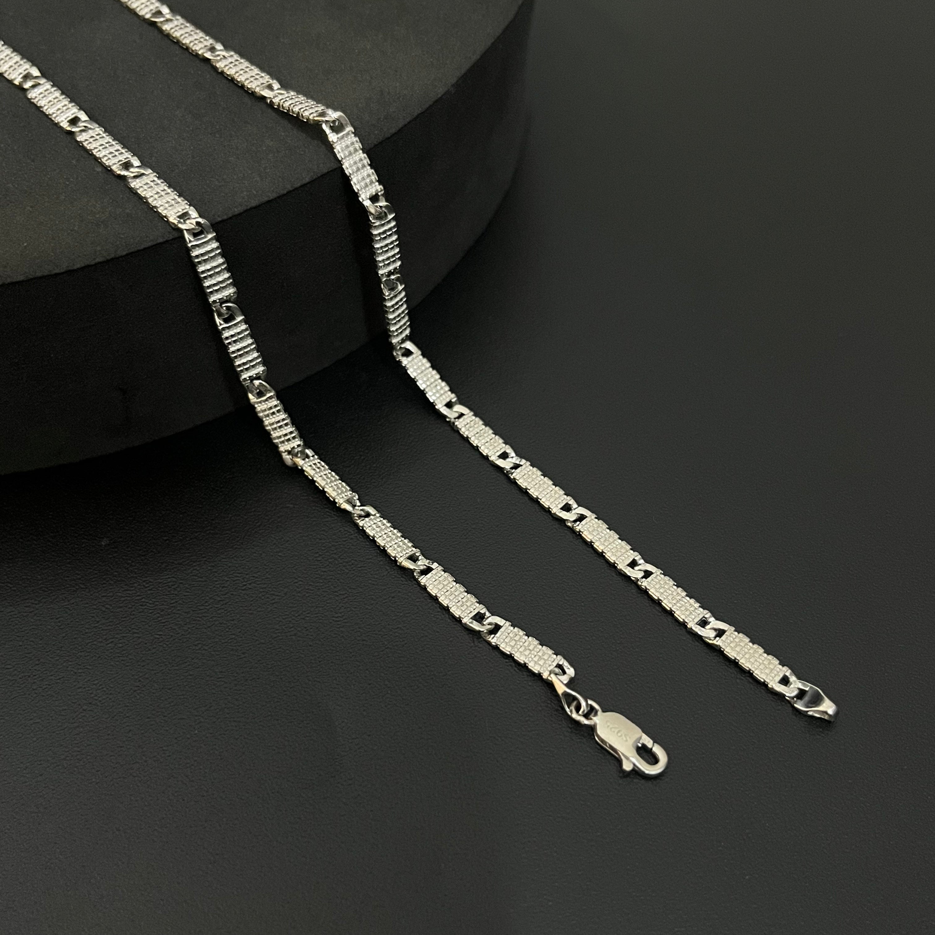 Silver Mens Chain Italian Slash Cut