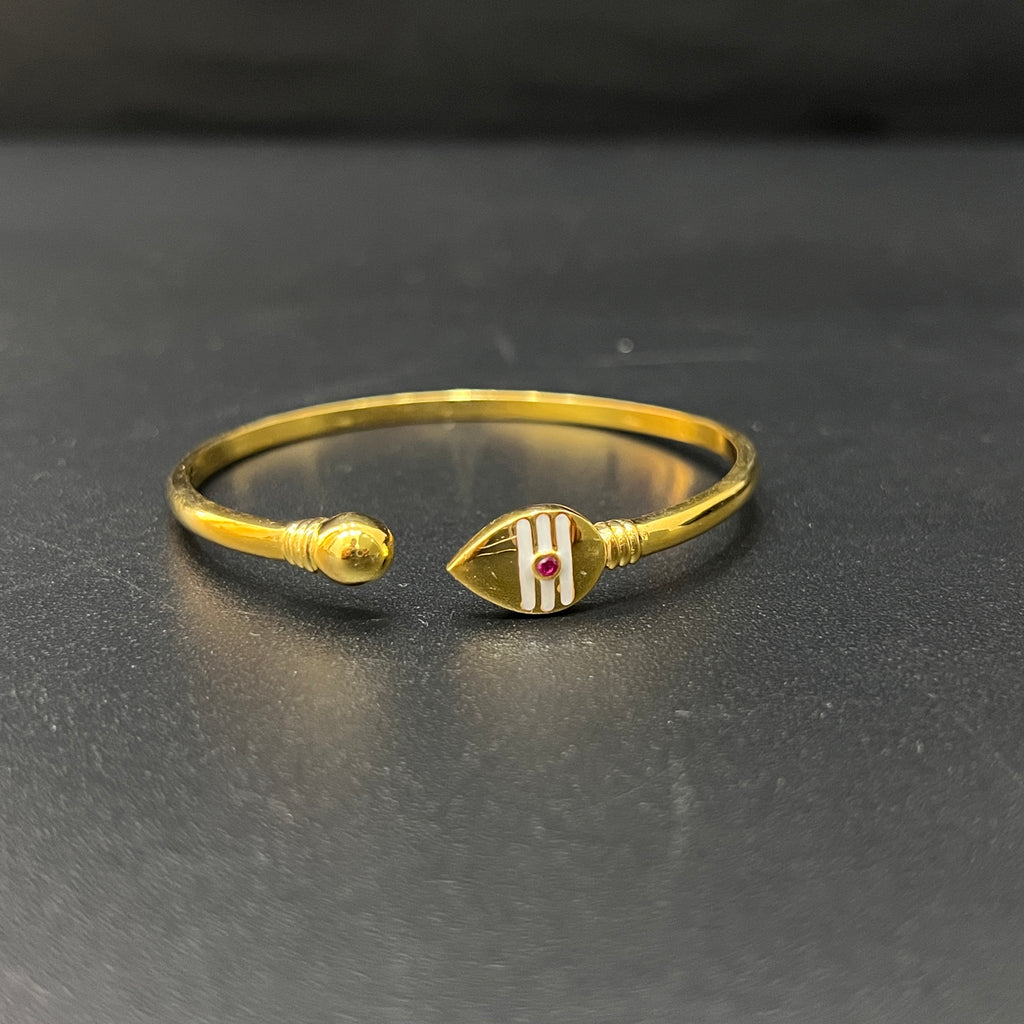 Silver Mugar Vel Kada Gold Polished Ball& Vel