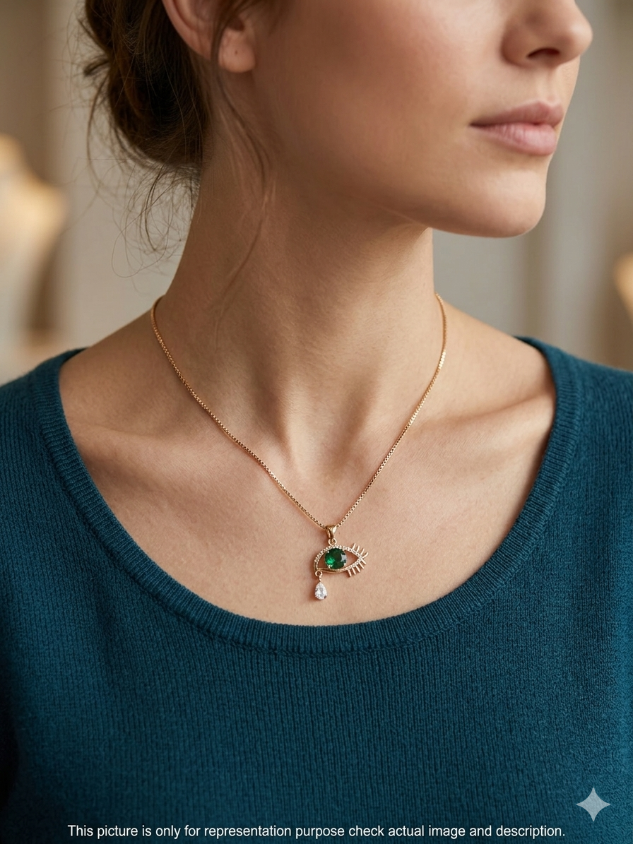 Ladies Pendant Chain _Green Hanging Evil Eye