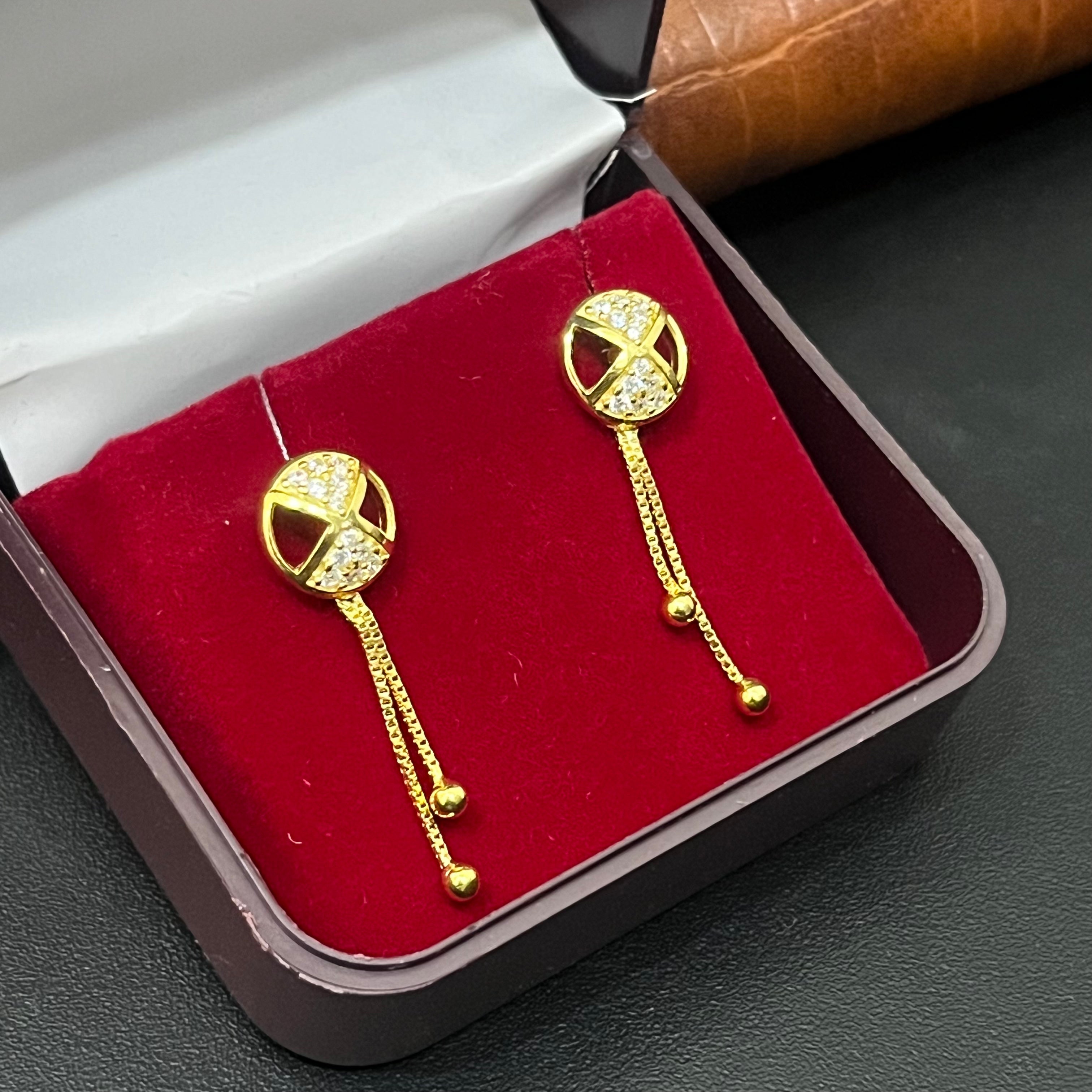 Silver Ladies Stud Osia Drops Gold Finished 925