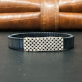 Silver Mens Flexible Barcelet Blue Band checkers 925