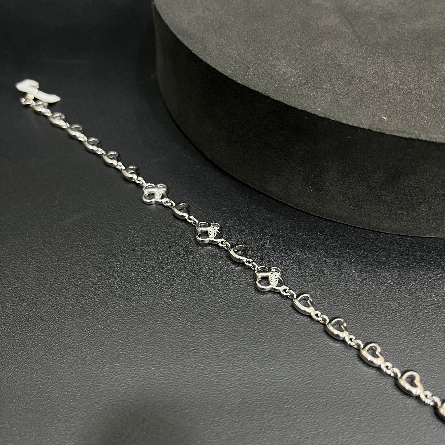 Silver Ladies Bracelet Heart Link