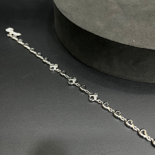 Silver Ladies Bracelet Heart Link