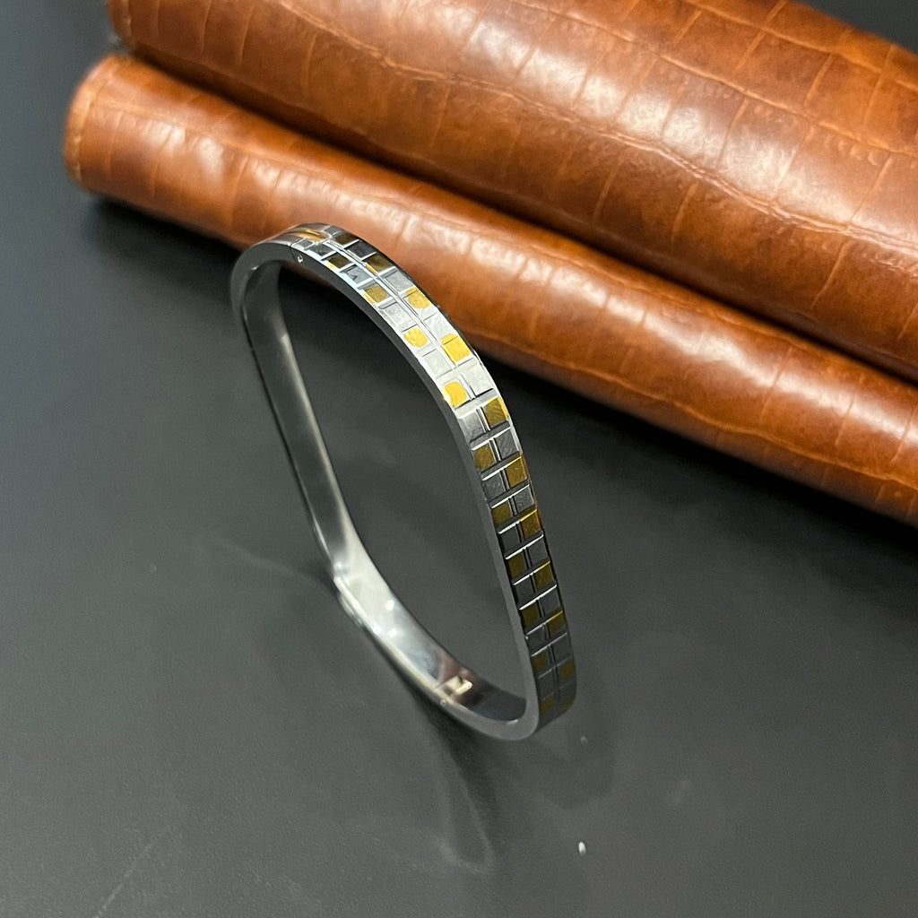 Silver kada Unisex Oval Dual tone K3