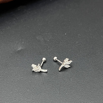 Silver second Studs Leaf silver Finished
