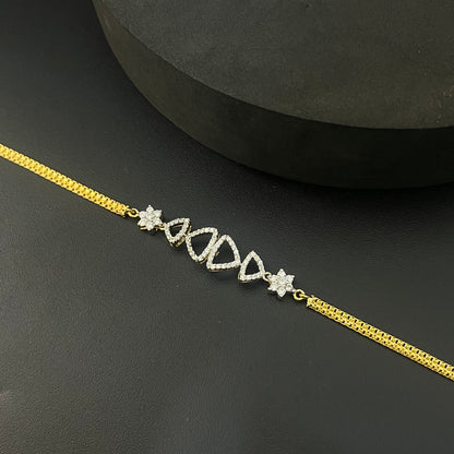 Silver Ladies Bracelet Gold Finished Triangle