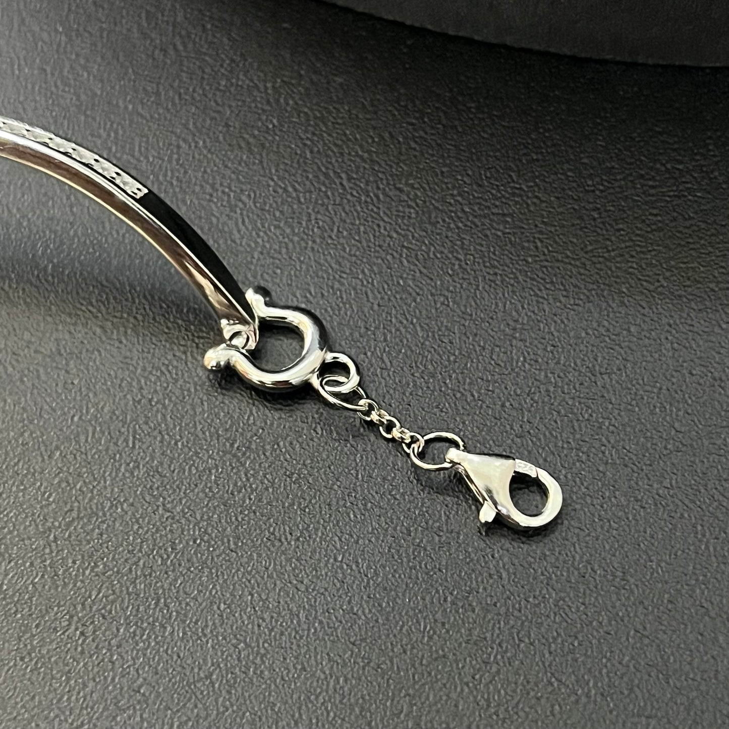 Silver Ladies Bracelet Dual Kada With American Diamond Oval