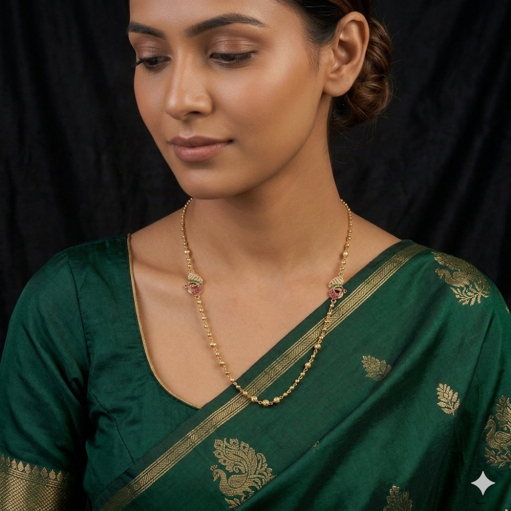 Silver Gold Finished Peacock r Chain Greenz Cz