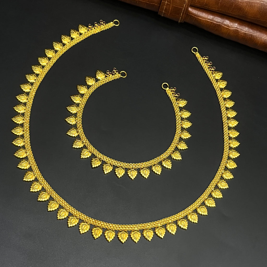 Silver Ladies Necklace And Haram Antique Mango Textured Gold Finish 925