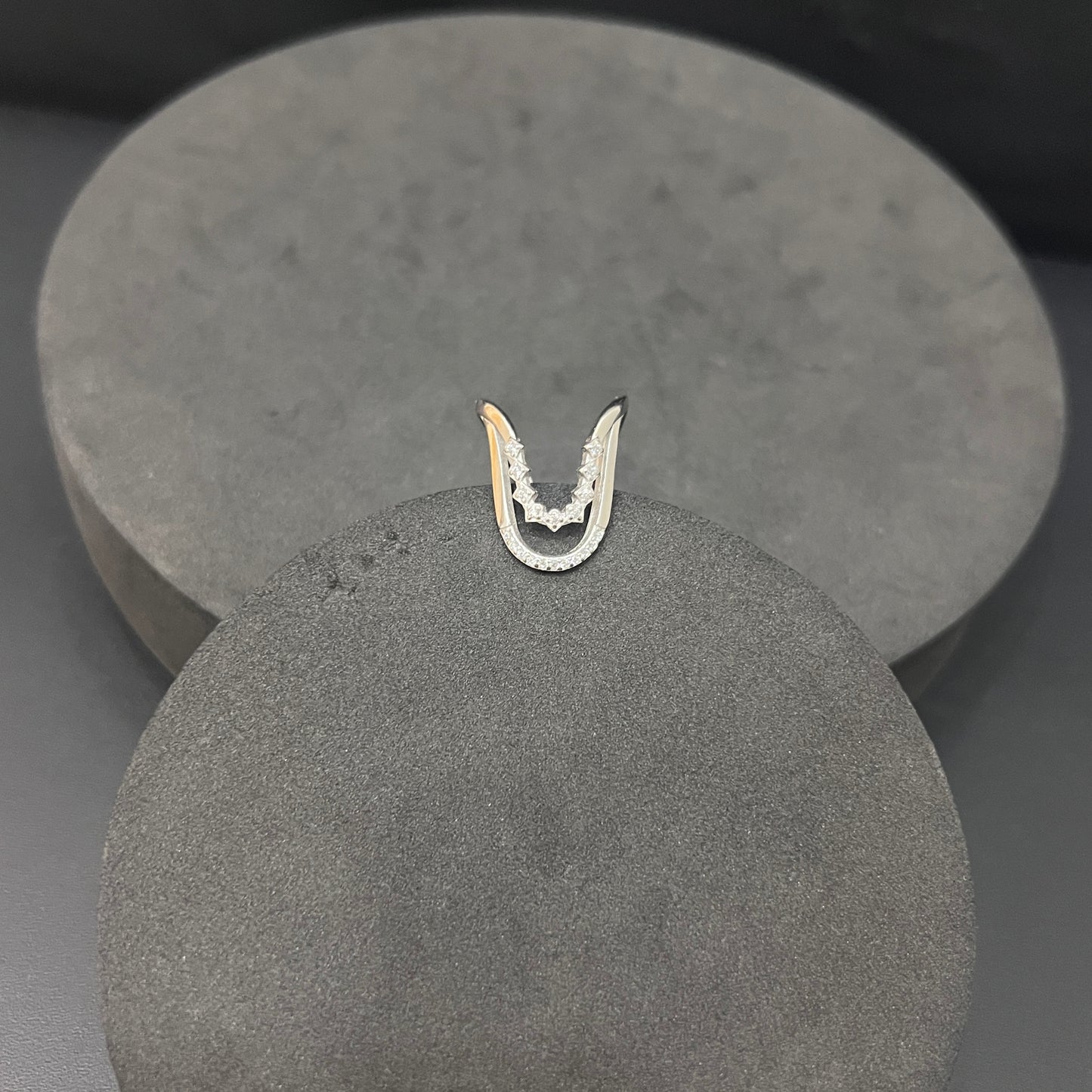 Silver Vanki Ladies Ring Two Lines Floral SS