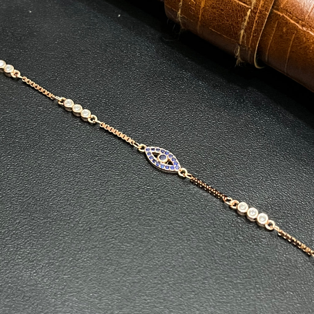 Silver Ladies Bracelet Blue Crystal Marquise Link Rose Gold 925