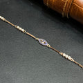 Silver Ladies Bracelet Blue Crystal Marquise Link Rose Gold 925