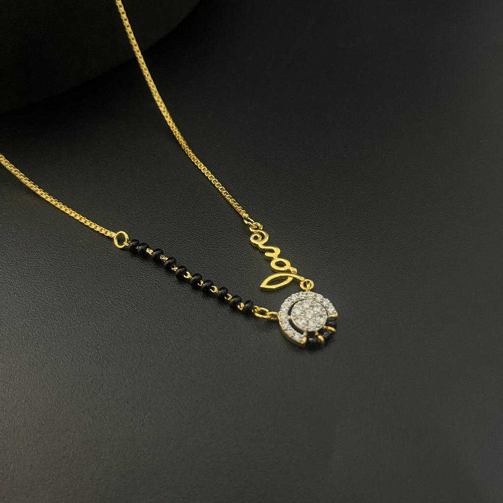 Silver Black Beads Chain Gold Finished Love