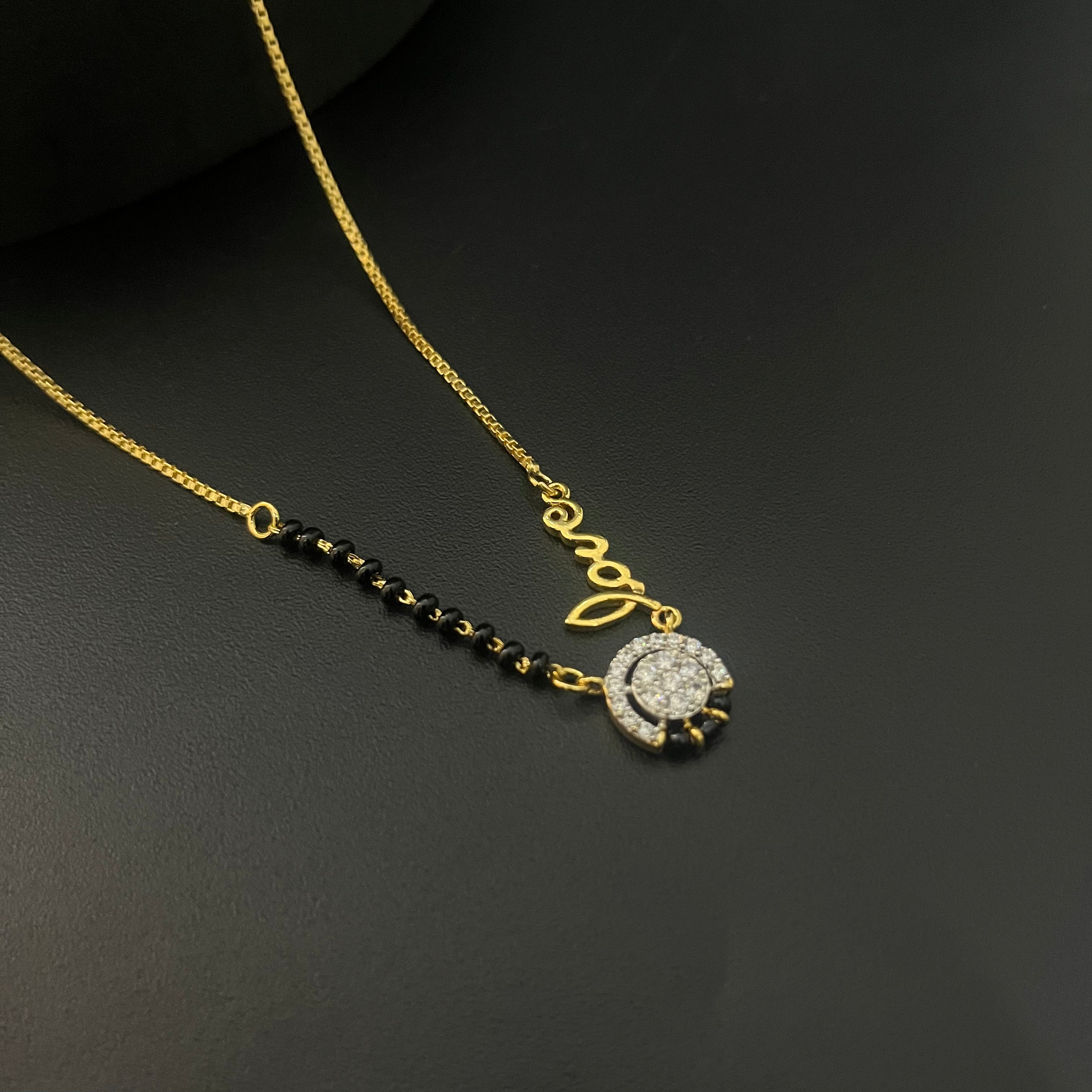 Silver Black Beads Chain Gold Finished Love