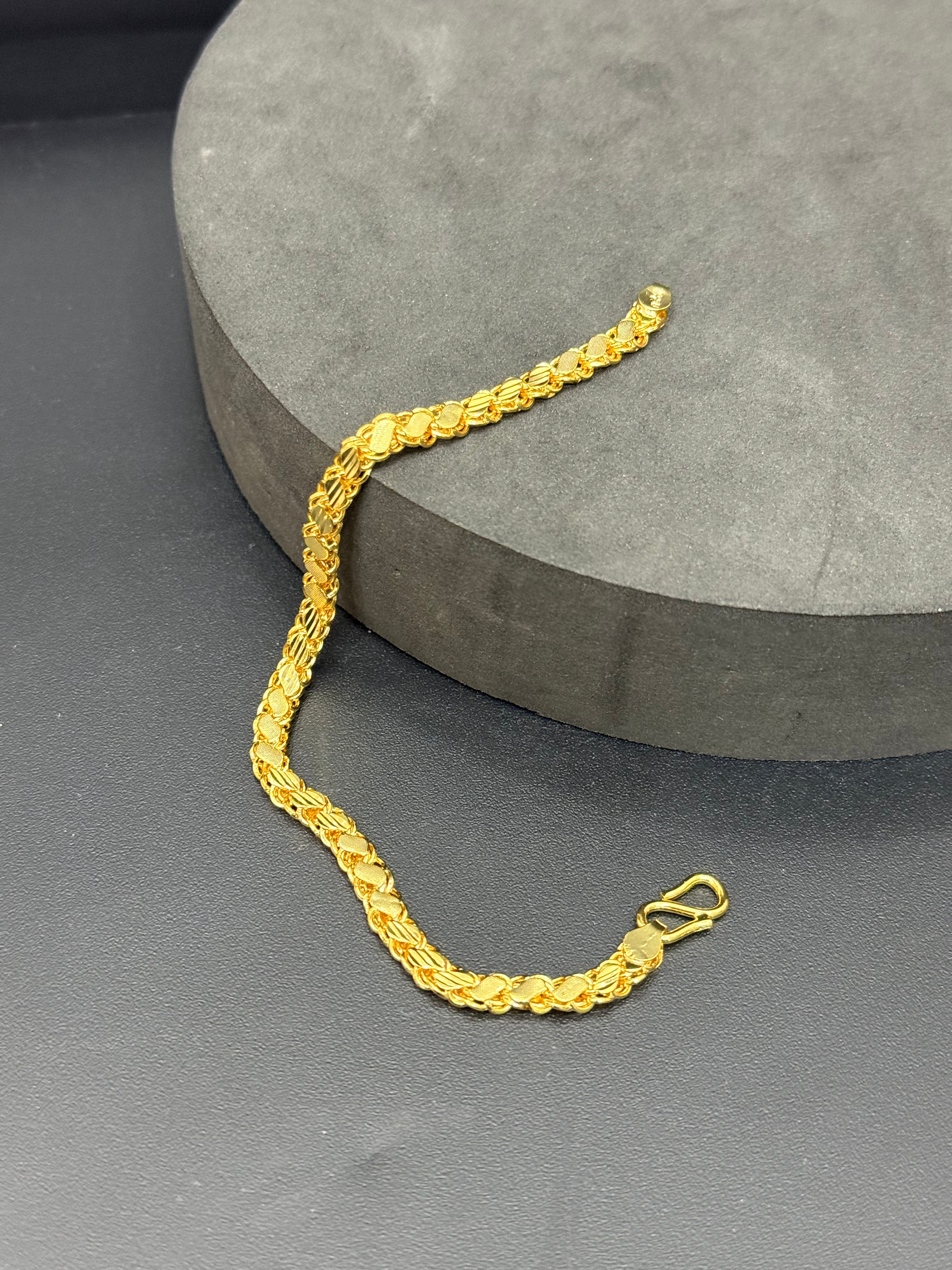 Silver Mens Gold Finished Bracelet S leaf