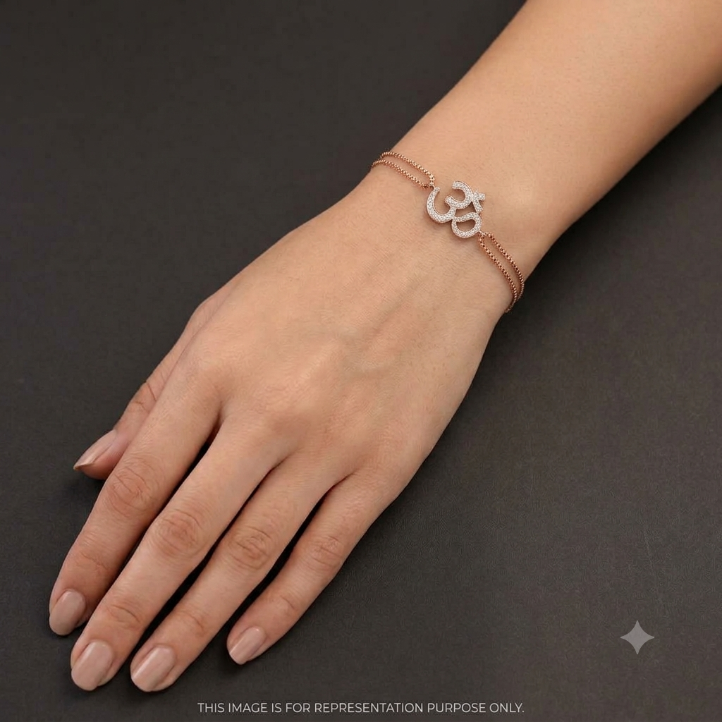 Silver Ladies Bracelet OM Premium Double Layer 1  Rose Gold 925