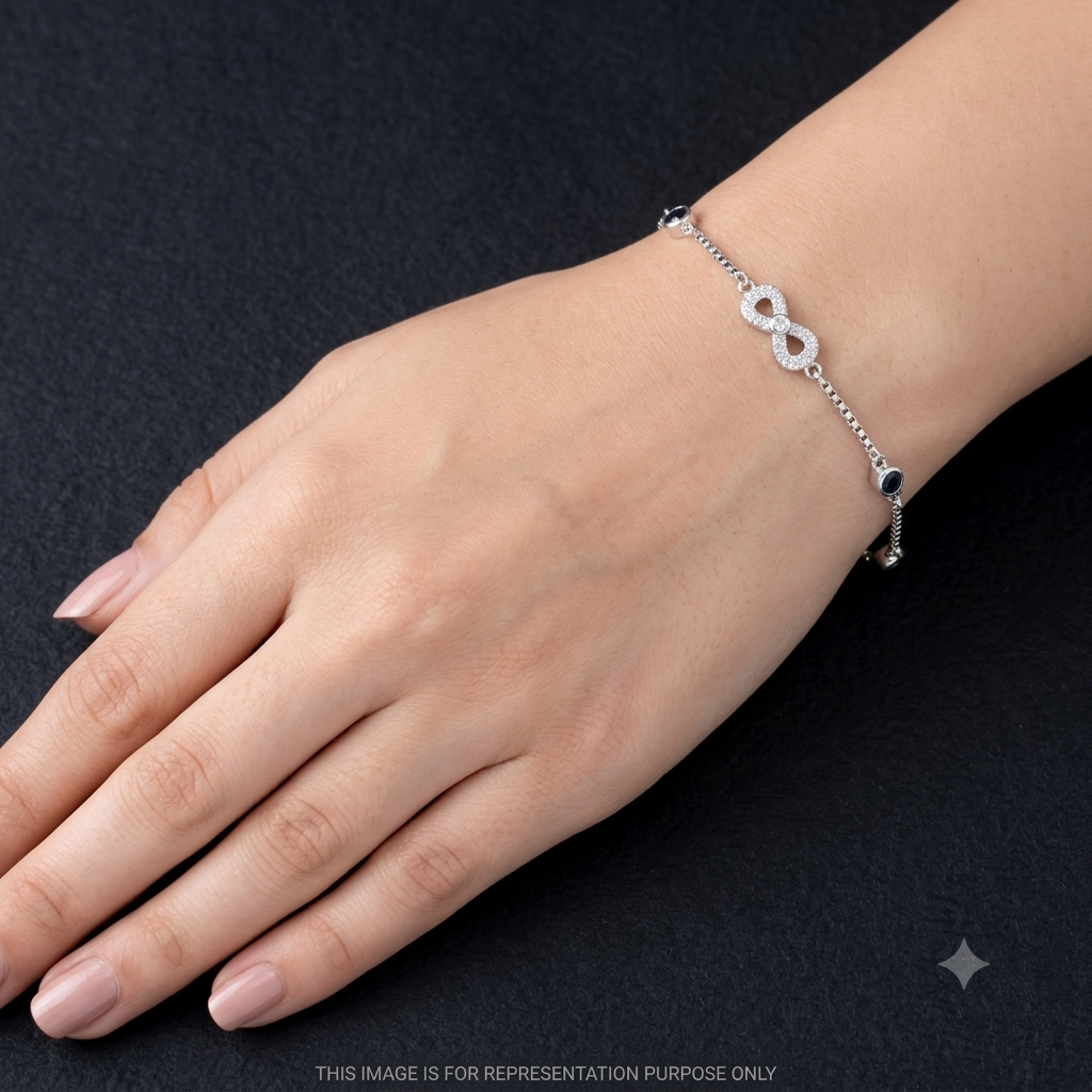 Silver Ladies Bracelet Triple Infinity Blue Stone 925