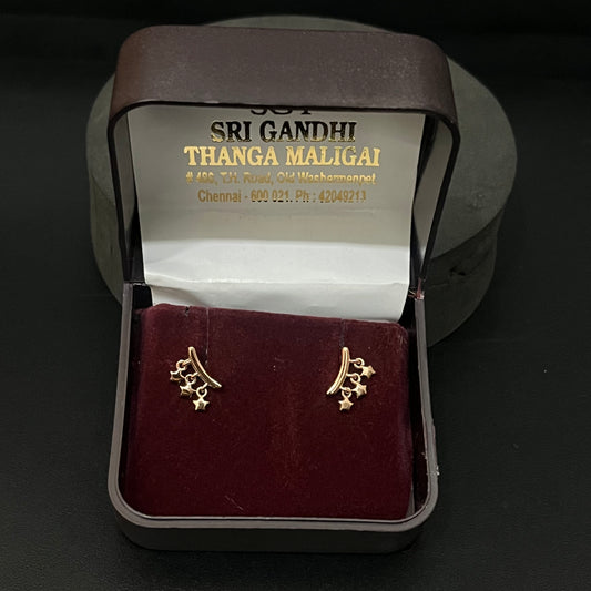 Silver Second Studs Hanging Star Rosegold