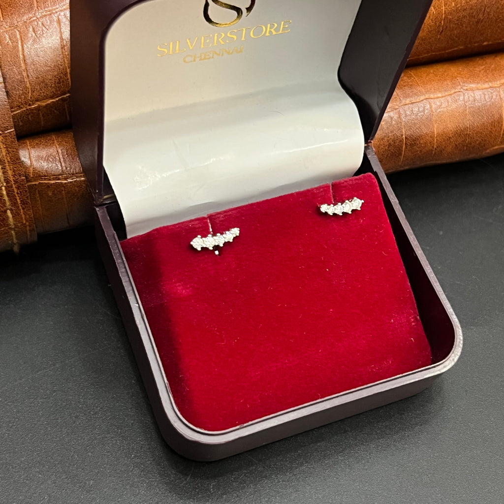 Silver Ladies Second Stud Elegant Leaf 925